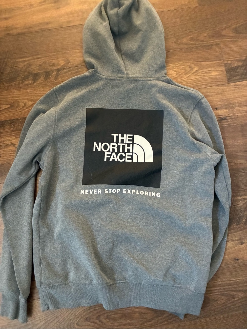 The North Face Men's Gray Hoodie with Black Logo Square